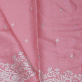 Soft Pink Tussar Saree With Scallop Border
