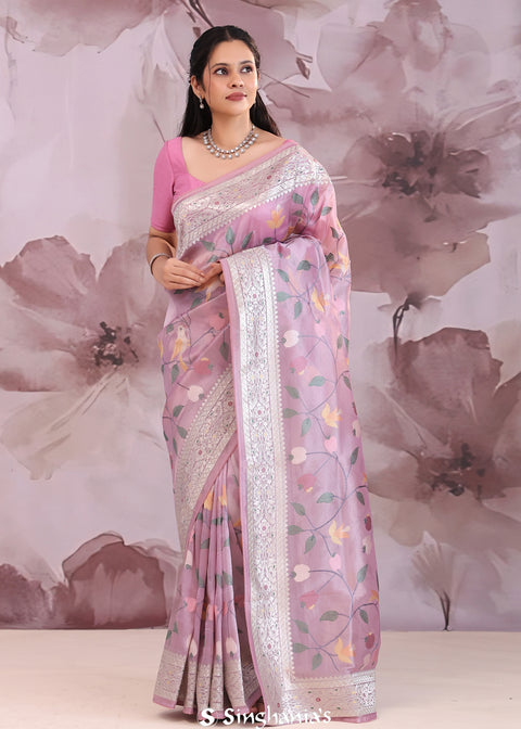 <img>  Tissue Saree With Embroidery Work
