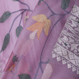Lilac Falling Tissue Saree With Embroidery Work