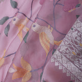 Dusky Pink Organza Saree With Embroidery Work