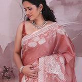 Rose Taupe Soft Silk Saree With Scallop Border