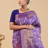 Violet Kanjivaram Saree With Peacock Motifs