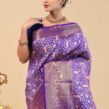 Violet Kanjivaram Saree With Peacock Motifs