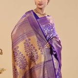 Violet Kanjivaram Saree With Peacock Motifs