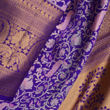 Violet Kanjivaram Saree With Peacock Motifs