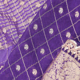 Dark Purple Banarasi Saree With Scallop Border