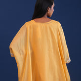 Pastel Yellow Soft Tissue And Crepe Silk Solid Kaftan Set