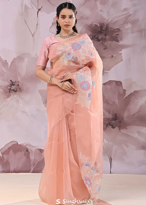  <img> Organza Saree With Scallop Border