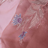 Creamy Peach Organza Saree With Scallop Border