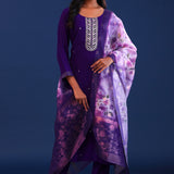 Violet Crush Georgette Sequence Work Kurti Set