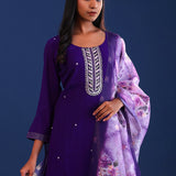 Violet Crush Georgette Sequence Work Kurti Set