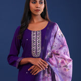 Violet Crush Georgette Sequence Work Kurti Set