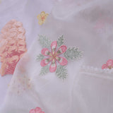 White Organza Saree With Floral Embroidery