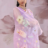 Mauve Purple Organza Saree With Embroidery