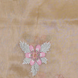 Brass Yellow Organza Saree With Embroidery