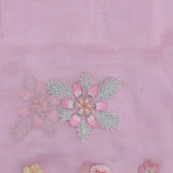 Pink Lavender Organza Saree With Embroidery