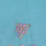 Blue Organza Soft Organza Tissue Saree With Floral Embroidery