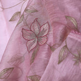 Pearl Pink Organza Saree With Embroidery