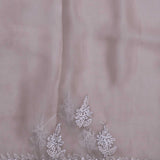 Warm Grey Organza Saree With Embroidery