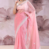 Wild Orchid Organza Saree With Embroidery