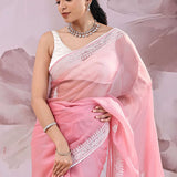 Wild Orchid Organza Saree With Embroidery