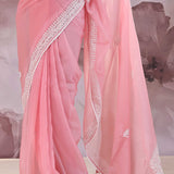 Wild Orchid Organza Saree With Embroidery