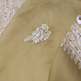 Brass Yellow Organza Saree With Embroidery