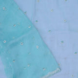 Glacier Blue Organza Tissue Saree With Scallop Border