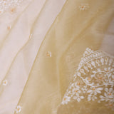Dark Beige Organza Tissue Saree With Scallop Border