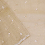 Dark Beige Organza Tissue Saree With Scallop Border