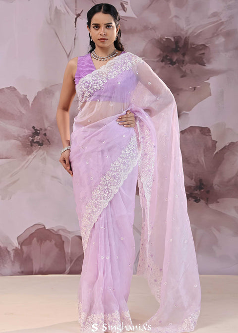 <img> organza saree with scallop border