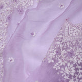 Bright Lavender Organza Saree With Scallop Border
