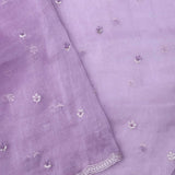 Bright Lavender Organza Saree With Scallop Border