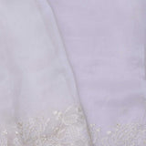 Pearl White Organza Saree With Scallop Border