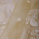 Light French Beige Organza Tissue Saree With Scallop Border