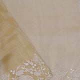 Light French Beige Organza Tissue Saree With Scallop Border