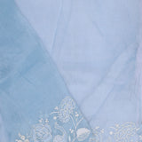 Powder Blue Organza Tissue Saree With Scallop Border