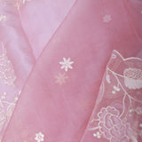 Fuchsia Pink Organza Tissue Saree With Scallop Border