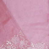 Fuchsia Pink Organza Tissue Saree With Scallop Border