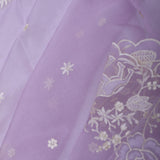 Mauve Purple Organza Tissue Saree With Scallop Border
