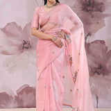 Wild Orchid Organza Saree With Petit Embroidery