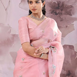 Wild Orchid Organza Saree With Petit Embroidery