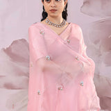 Wild Orchid Organza Saree With Petit Embroidery
