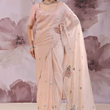 Rosy Brown Organza Saree With Petit Embroidery