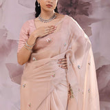 Rosy Brown Organza Saree With Petit Embroidery