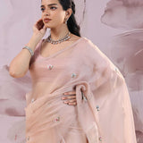 Rosy Brown Organza Saree With Petit Embroidery