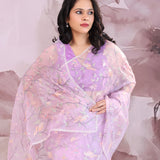 Mauve Purple Organza Saree With Embroidery Work