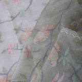 Pastel Green Organza Saree With Embroidery Work