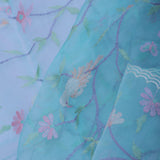Sky Blue Organza Saree With Embroidery Work