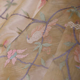 Ecru Beige Organza Saree With Embroidery Work